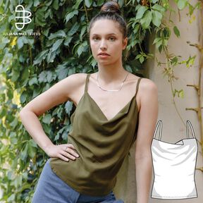 Top mit Wasserfallausschnitt, mit Videoanleitung Gr. XS-XXXL