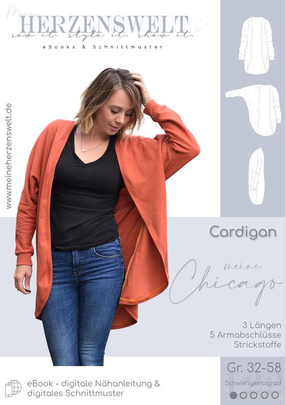 Cardigan Damen - eBook Schnittmuster - 32-58 - Chicago #122 image number 10