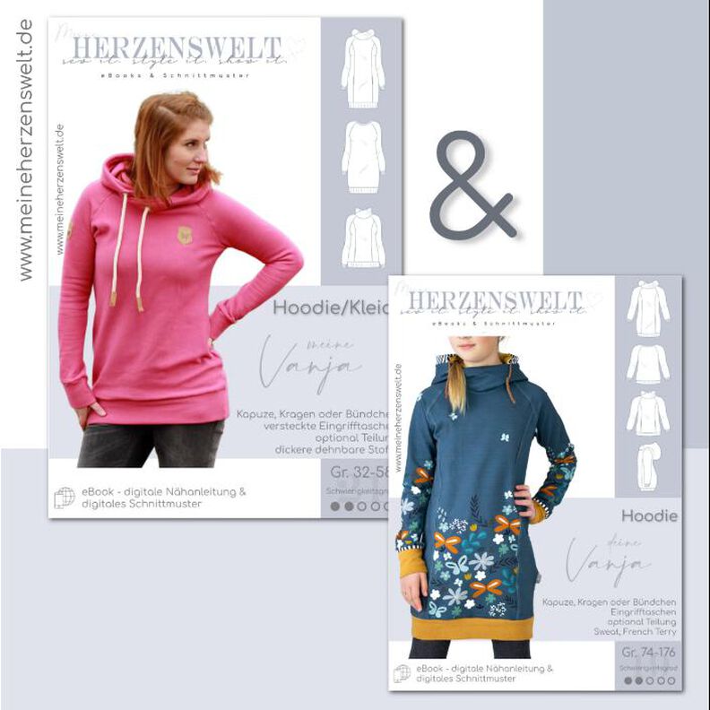 Hoodie Kinder & Damen Gr. 74-176 + Gr. 32-58 - VANJA image number 1