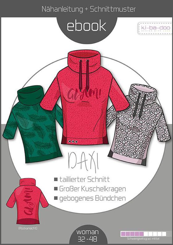 Ebook/Nähanleitung Halbarm-Sweater DAXI Gr. 32 - 48 image number 1