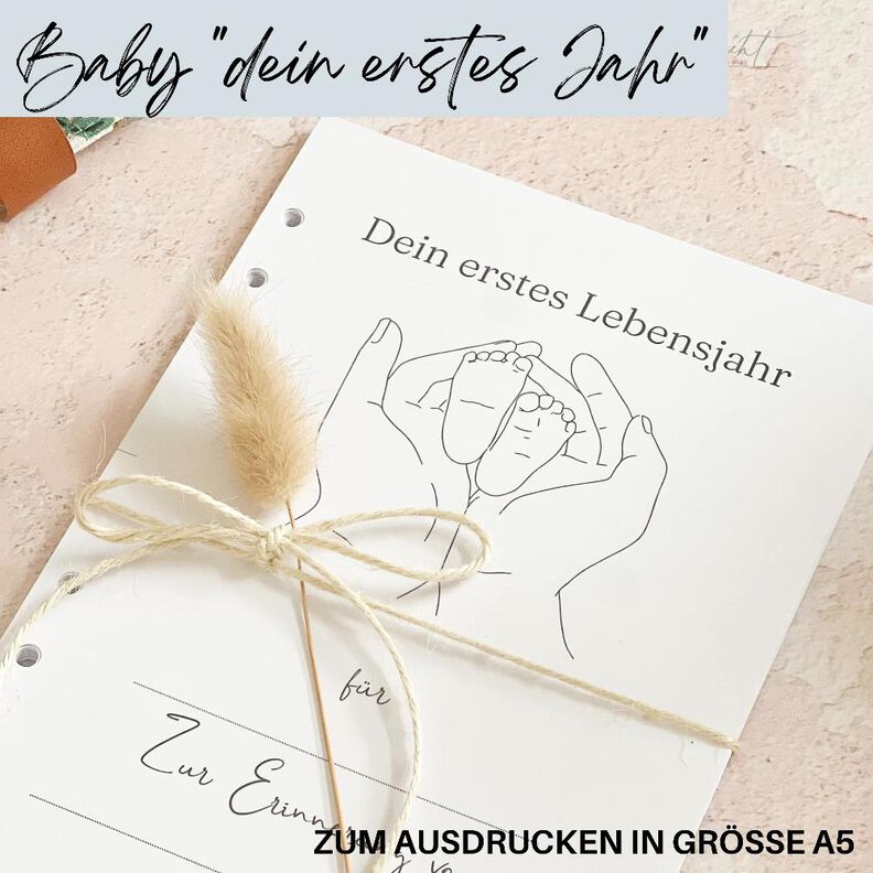 Baby "dein erstes Jahr" zum Ausdrucken für Größe A5  image number 1
