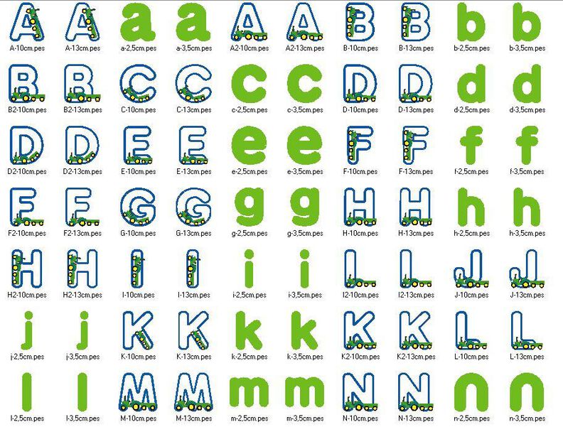 Stickdatei Traktor Alphabet 10cm 13cm + kl. Buchstaben image number 10