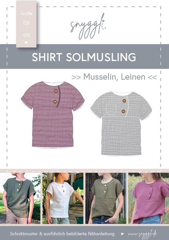 Musselin Shirt Solmusling Gr. 128-170, Leinen, inkl. A0 image number 9