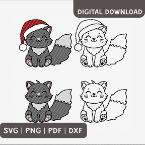Plotterdatei Katze Weihnachten Mütze SVG PNG DXF