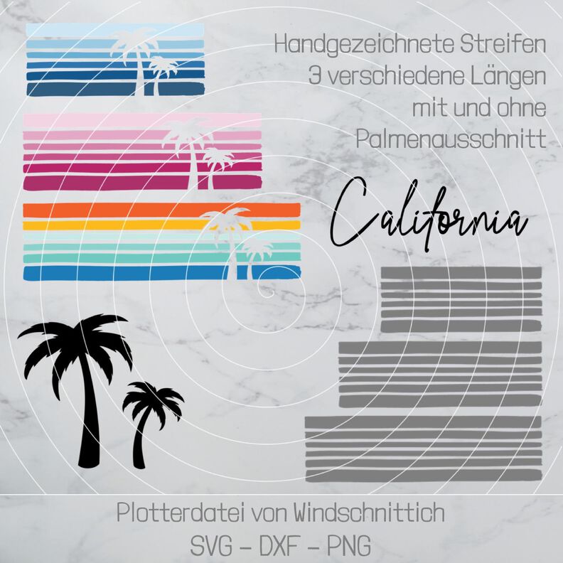 Plotterdatei - Streifen und Palme - SVG, DXF, PNG image number 2