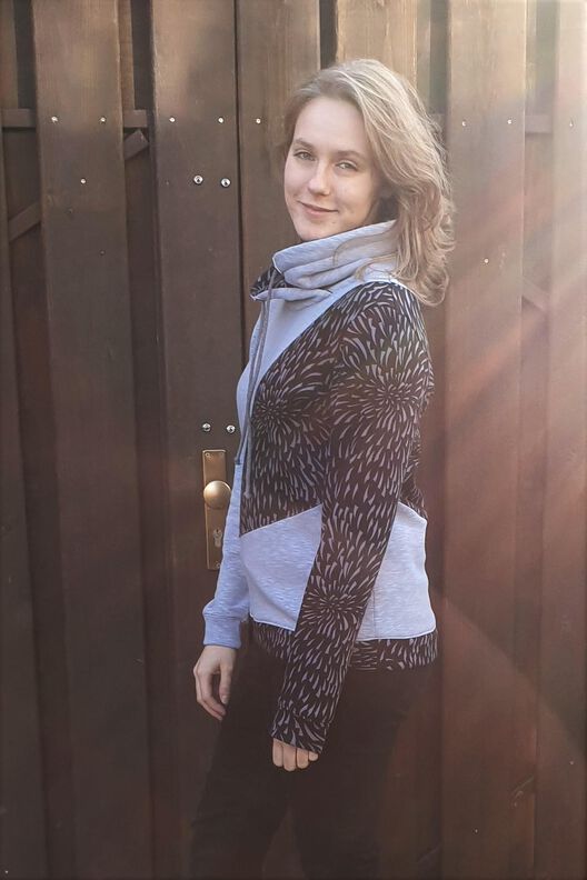 Lara Hoodie mit Wellenmuster, Kapuze, Kragen BU 80-116 A4+A0 image number 4