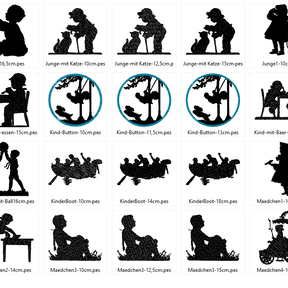 Nostalgie Kinder Silhouette Stickdatei Vol.2