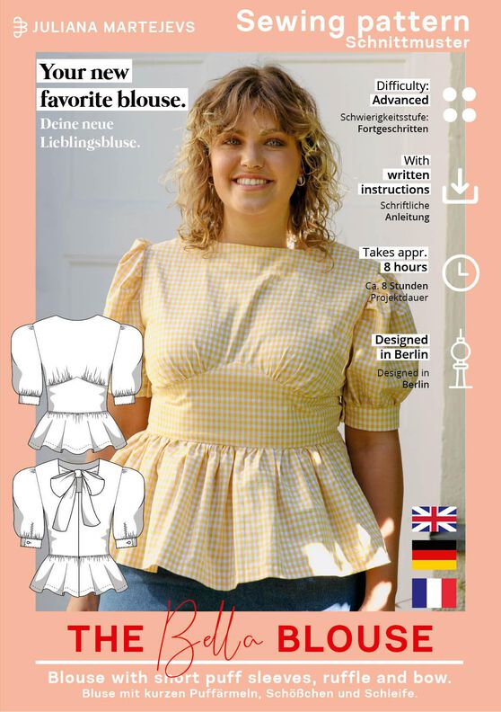 Bluse mit Schößchen Schnittmuster Damen XS-XXXL Minikleid image number 6