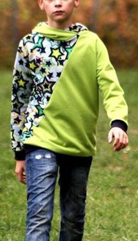 Hoodie Zwulli Kapuzenpullover mit diagonaler asymmetrischer Teilung Größe 74-164 image number 7