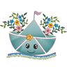 Stickdatei Boot Faltboot mit Blumen mehrere Größen thumbnail number 4