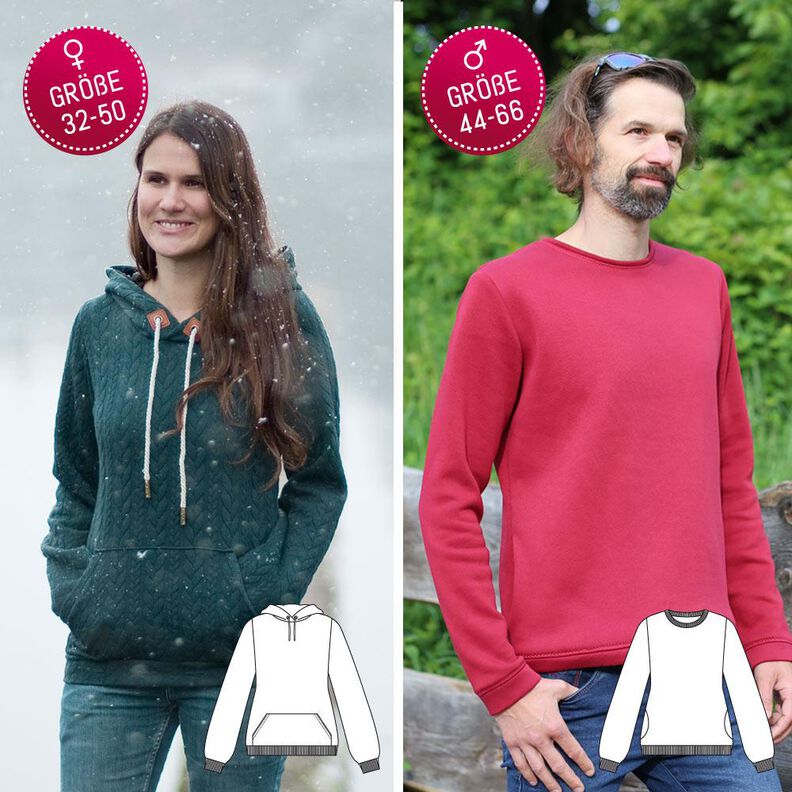 Pullover Hoodie Nafi + Nafia Set - Schnittmuster image number 1