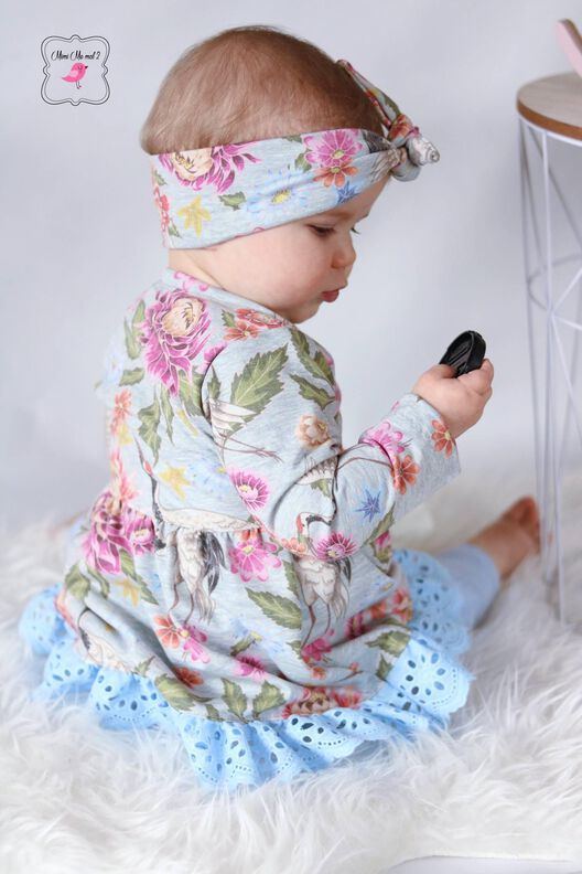 Newborn LOU SET Kleid,k. Hose,Haarband +gratis Plott-Datei image number 7