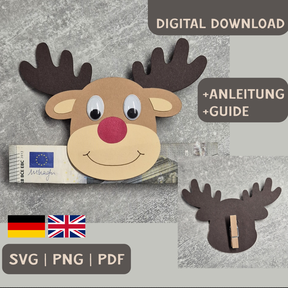 Bastelvorlage Elch Rentier – SVG Plotten & PDF in 3 Größen