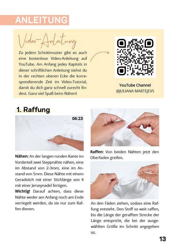 Oberteil mit Raffung mit Videoanleitung XS-XXXL image number 8