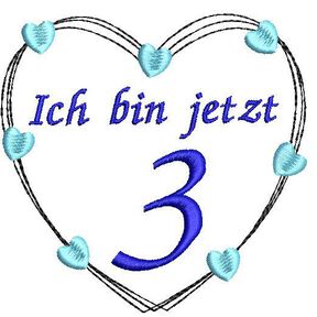 Stickdatei Herz 5er SET 10x10cm zum Geburtstag Zahlen