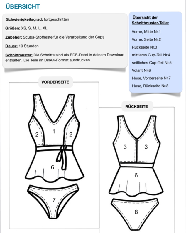 Tankini #Daisy Nähanleitung und Schnittmuster (XS-XL) image number 8