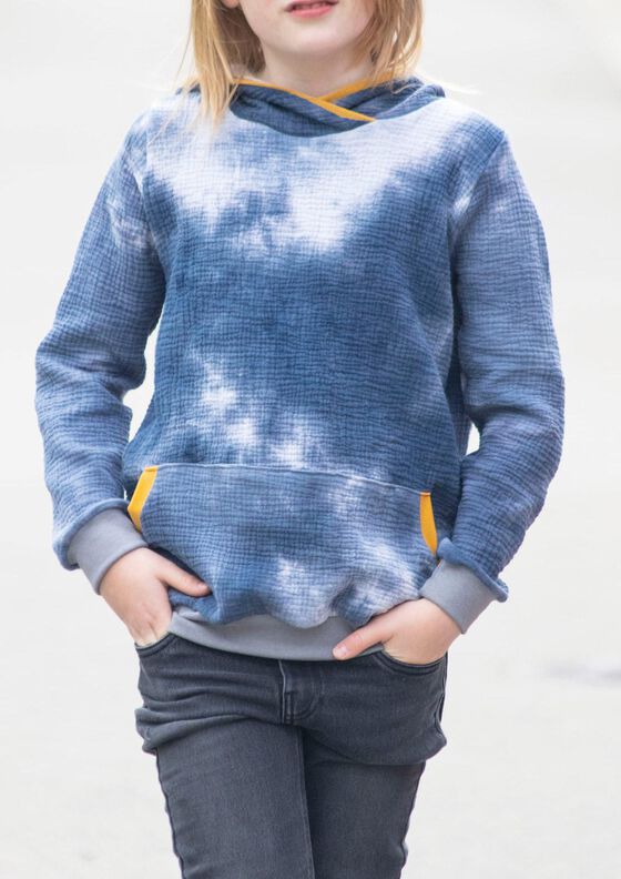 Musselin Hoodie Sweater Musling Gr. 86-170, Leinen, A4 + A0 image number 5