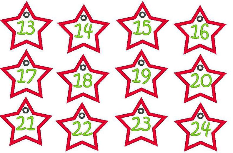 Adventskalender Sterne mit Öse Stickdatei Weihnachten image number 4