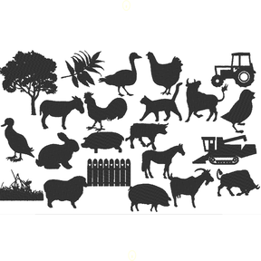 Stickdatei Bauernhof 2 Silhouetten