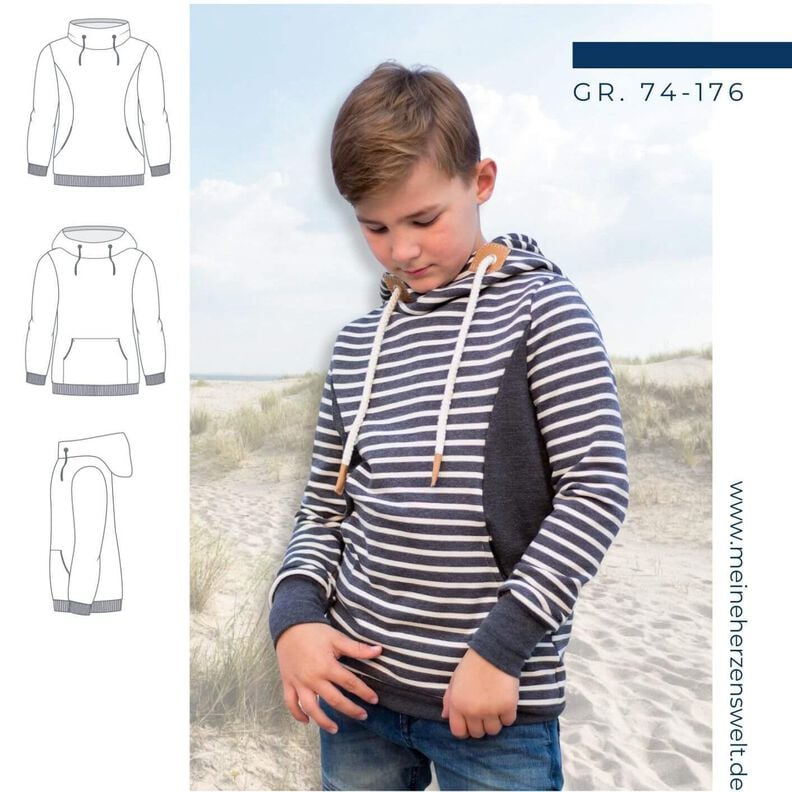 Hoodie Kinder Schnittmuster Gr. 74-176 - MANUC #130 image number 1