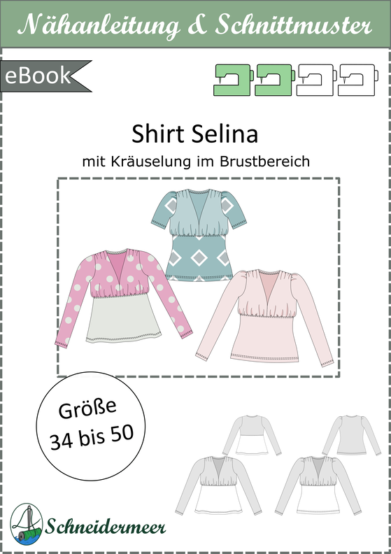 Selina Shirt mit Kräuselungen V-Ausschnitt BU 80-116, A4+A0 image number 3