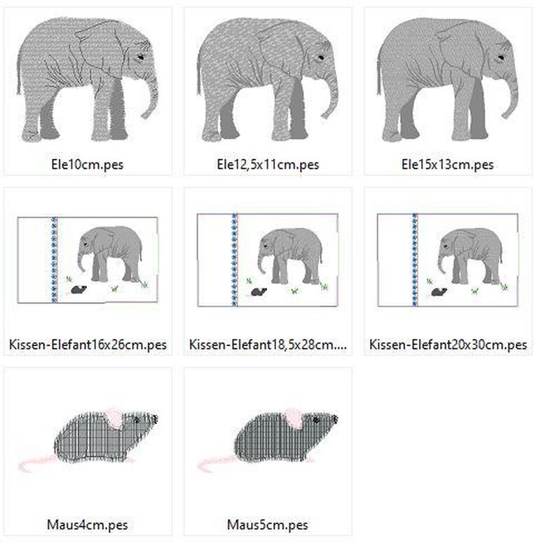 Elefant real inkl. Kissen ITH Stickdatei Maus image number 7