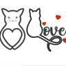 Katze Katzen Liebe Stoff-Aufnäher Stickdatei Herz thumbnail number 7