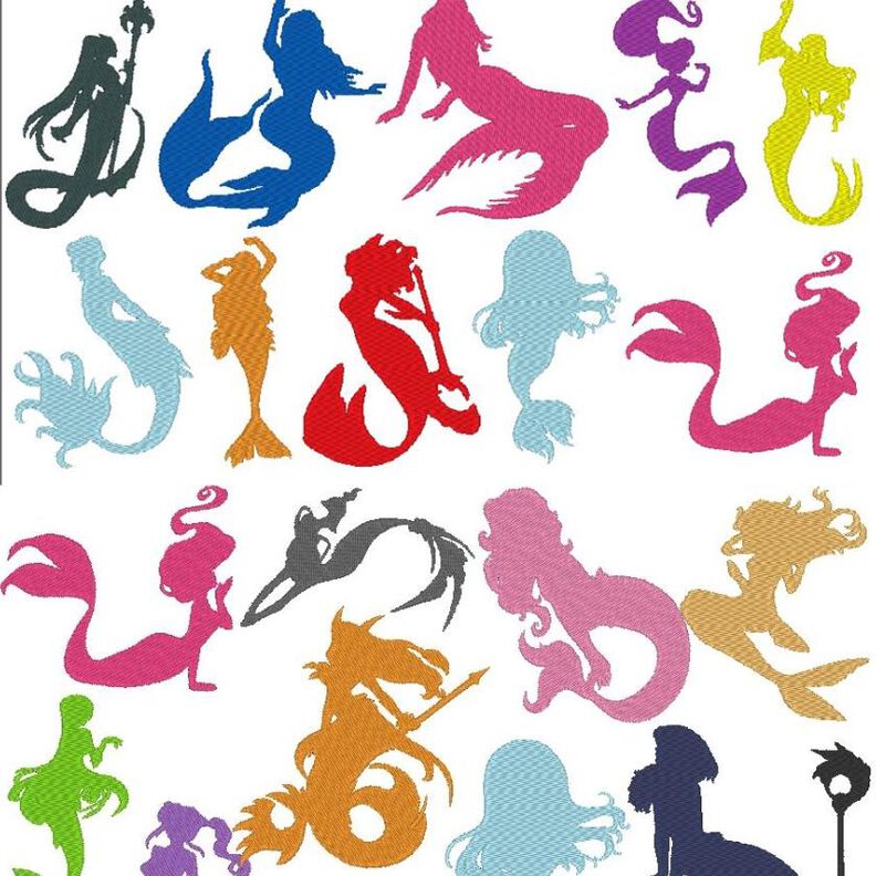 Meerjungfrau 1 Silhouette 18 Motive Stickdatei image number 1