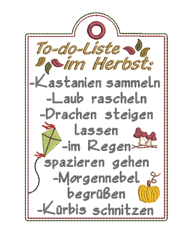 Stickdatei ITH Schild Herbst Todo Liste Laub Kürbis image number 3
