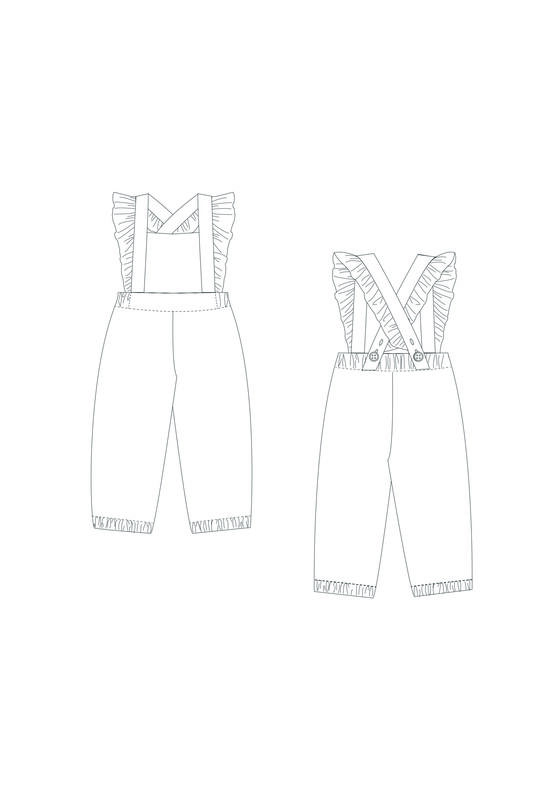 Schnittmuster Mädchen Latzhose mit Rüschen DAISY image number 9