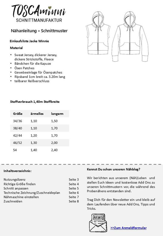 Jacke Winnie Gr. 34-54 Schnittmuster image number 9