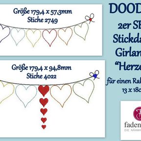 Stickdatei Herzgirlande Herzen 13x18cm