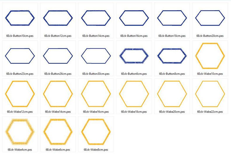 6-eck Rahmen Button Wabe Stickdatei für Stoff-Applis image number 2