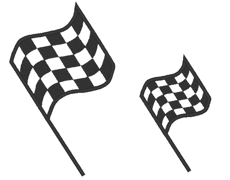 Rennauto und Zielflagge Stickdatei image number 3