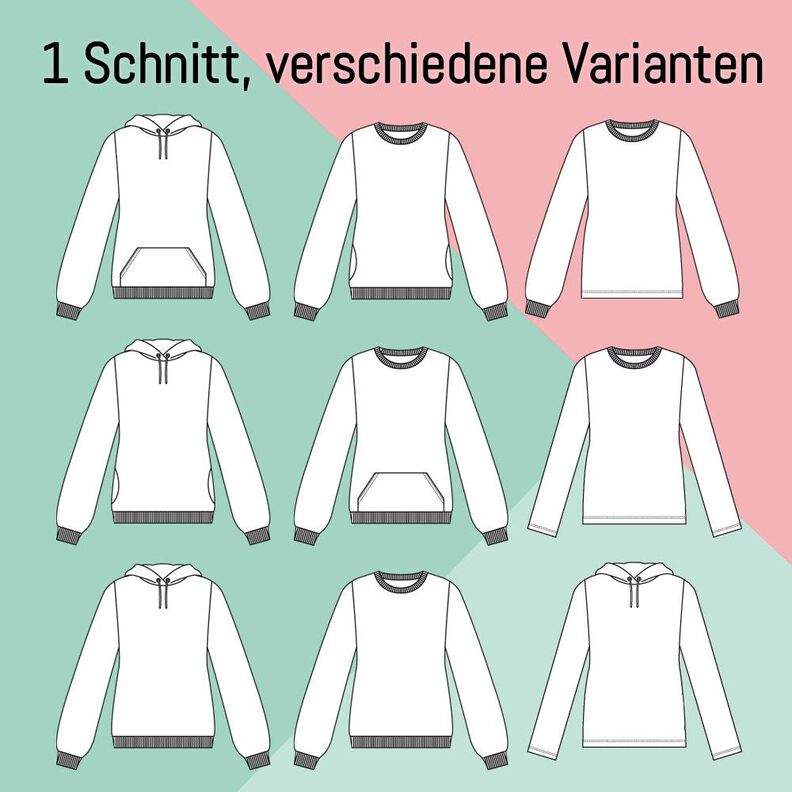 Pullover Hoodie Nafi + Nafia Set - Schnittmuster image number 3
