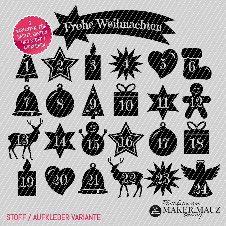 Plotterdatei Adventskalender (DXF, SVG, PNG, JPG) image number 1