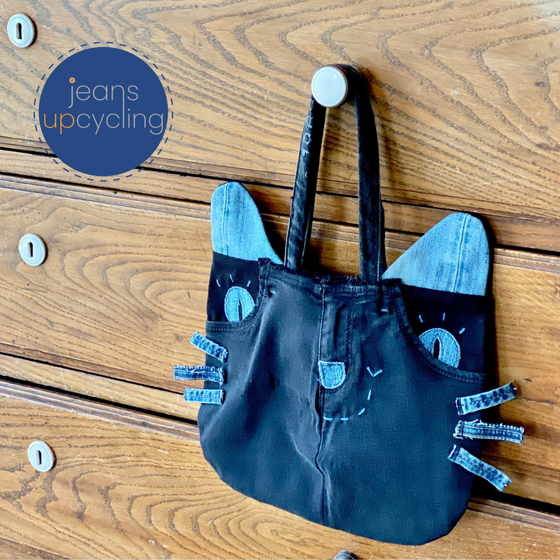 Helloween Tasche aus alten Jeans nähen, Katzentasche image number 2