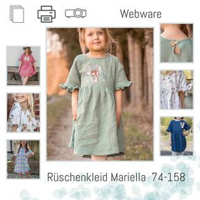 Rüschenkleid Mariella Webware  74 - 158 inkl. Beamerdatei 