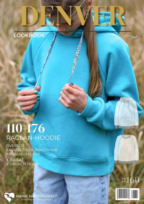 Raglanhoodie Kinder –  Schnittmuster Gr. 110-176 – Denver  image number 3