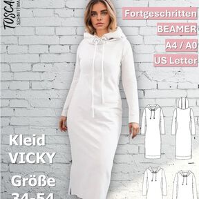 Kleid Vicky Gr. 34-54 Schnittmuster Sweatkleid A4/A0-Datei