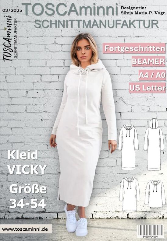 Kleid Vicky Gr. 34-54 Schnittmuster Sweatkleid A4/A0-Datei image number 2