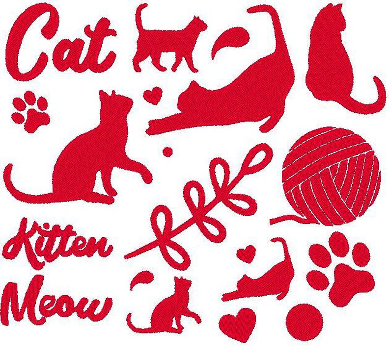 Katzen Liebe Silhouette - Stickdatei - mit Herz image number 8