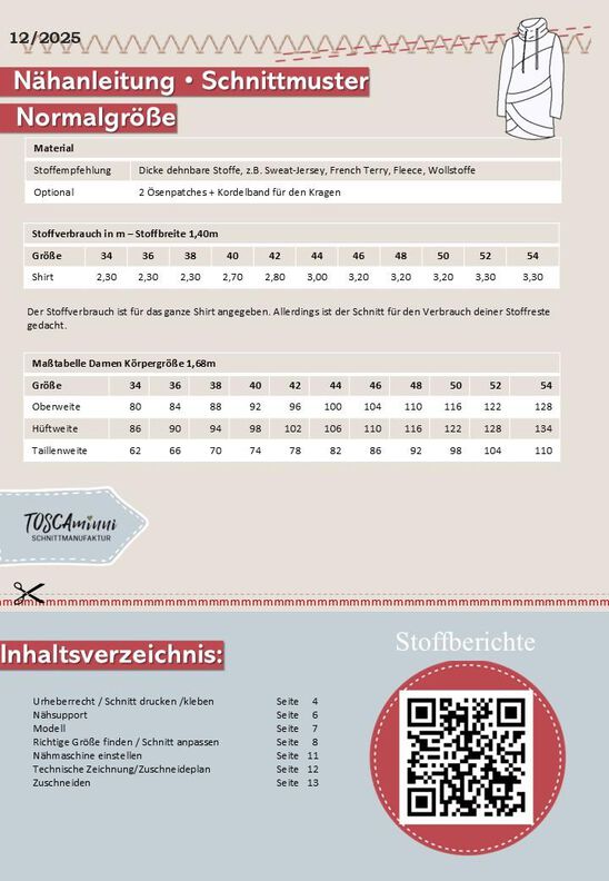 Schnittmuster Damenshirt Lani Gr. 34-54 Normalgr&ouml;&szlig;e 1,68m image number 11
