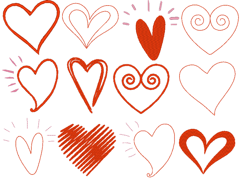 Stickdatei - einfache Herz Linien Herzen simply image number 7