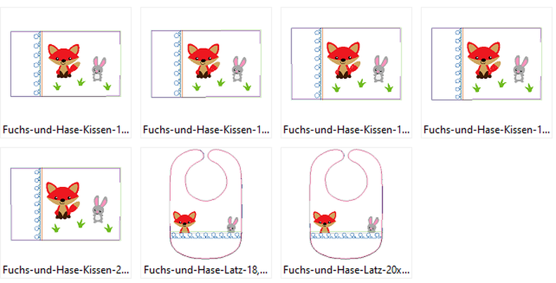 Stickdatei Fuchs mit Hase Kissen / Lätzchen SET ITH image number 8
