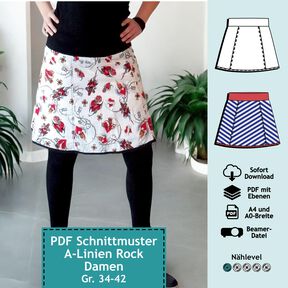 Rock in A-Linie, Schnitt mit Ebenen, A4, A0+, Beamer