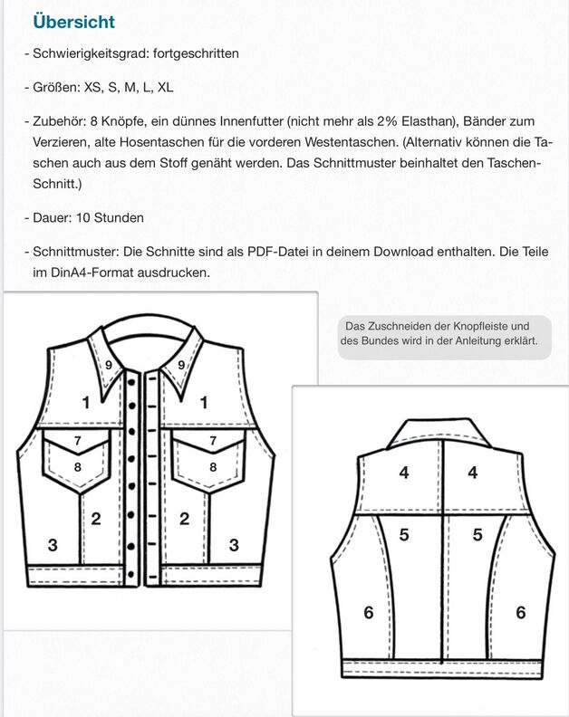 Jeansweste #Amanda Nähanleitung und Schnittmuster (XS-XL) image number 8