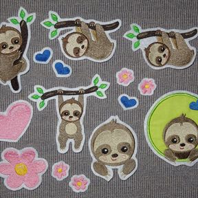 Stickdatei - Faultier mit Herz und Blume gefüllt