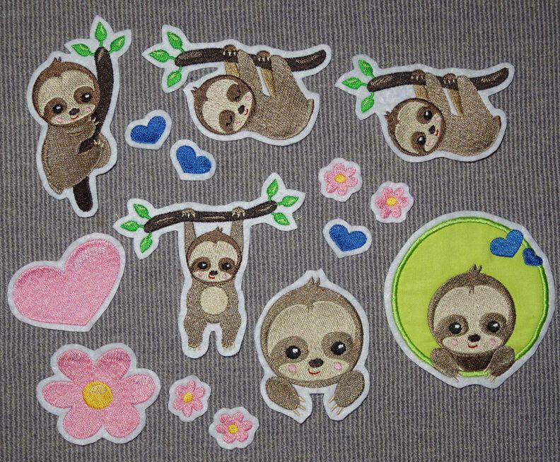 Stickdatei - Faultier mit Herz und Blume gefüllt image number 2
