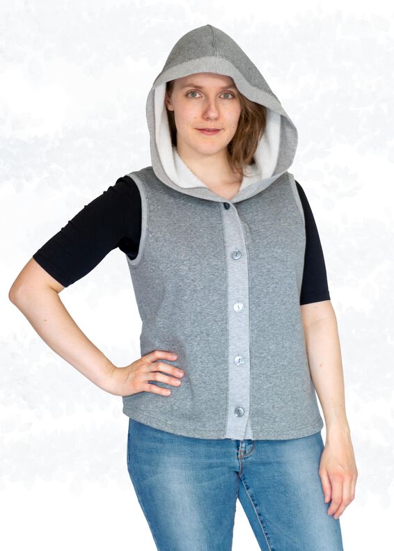 Daria Sweatjacke/Weste mit Knöpfen und Kapuze BU 80-116 image number 8